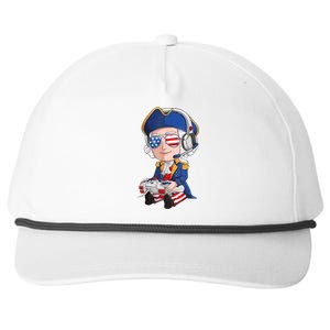 George Washington Gamer Fourth Of July USA Flag Boy Snapback Five-Panel Rope Hat