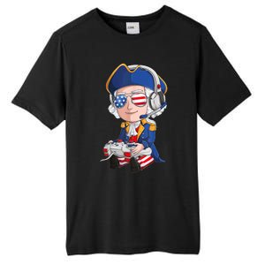 George Washington Gamer Fourth Of July USA Flag Boy Tall Fusion ChromaSoft Performance T-Shirt