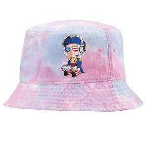 George Washington Gamer Fourth Of July USA Flag Boy Tie-Dyed Bucket Hat