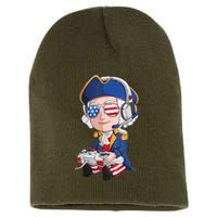 George Washington Gamer Fourth Of July USA Flag Boy Short Acrylic Beanie