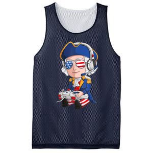 George Washington Gamer Fourth Of July USA Flag Boy Mesh Reversible Basketball Jersey Tank