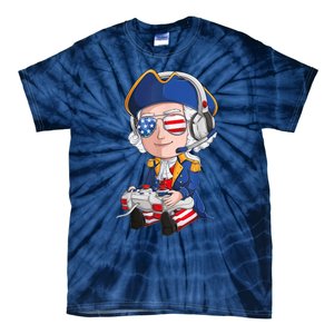 George Washington Gamer Fourth Of July USA Flag Boy Tie-Dye T-Shirt