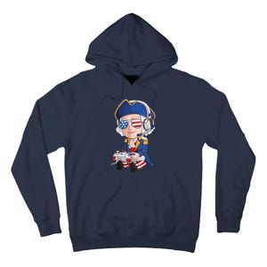 George Washington Gamer Fourth Of July USA Flag Boy Tall Hoodie