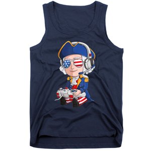 George Washington Gamer Fourth Of July USA Flag Boy Tank Top