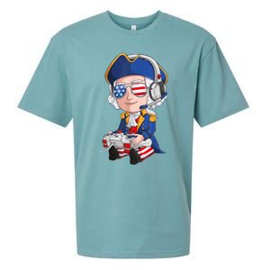 George Washington Gamer Fourth Of July USA Flag Boy Sueded Cloud Jersey T-Shirt