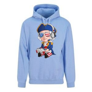 George Washington Gamer Fourth Of July USA Flag Boy Unisex Surf Hoodie