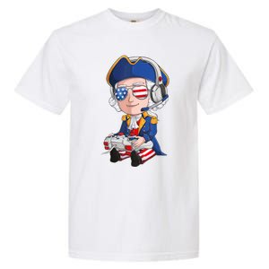 George Washington Gamer Fourth Of July USA Flag Boy Garment-Dyed Heavyweight T-Shirt