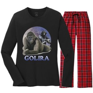 Golira Weird Gorilla Women's Long Sleeve Flannel Pajama Set 