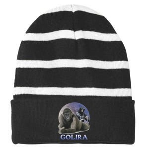 Golira Weird Gorilla Striped Beanie with Solid Band