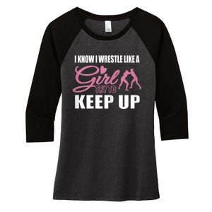 Girls Wrestling Women's Tri-Blend 3/4-Sleeve Raglan Shirt