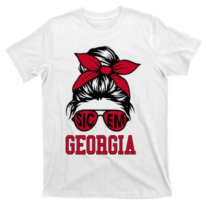 Georgia Women Girl Mom Messy Bun Hair T-Shirt