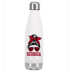 Georgia Women Girl Mom Messy Bun Hair Stainless Steel Insulated Water Bottle