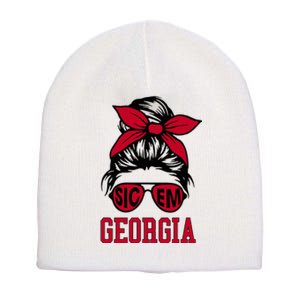 Georgia Women Girl Mom Messy Bun Hair Short Acrylic Beanie