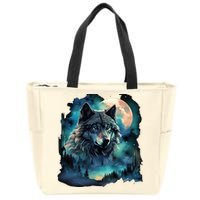 Grey Wolf Hunting Grounds Icy Moon Forest Galaxy Zip Tote Bag