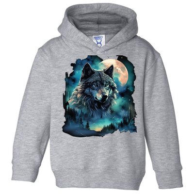 Grey Wolf Hunting Grounds Icy Moon Forest Galaxy Toddler Hoodie