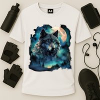 Grey Wolf Hunting Grounds Icy Moon Forest Galaxy Cooling Performance Crew T-Shirt