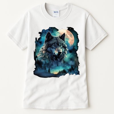 Grey Wolf Hunting Grounds Icy Moon Forest Galaxy Tall T-Shirt