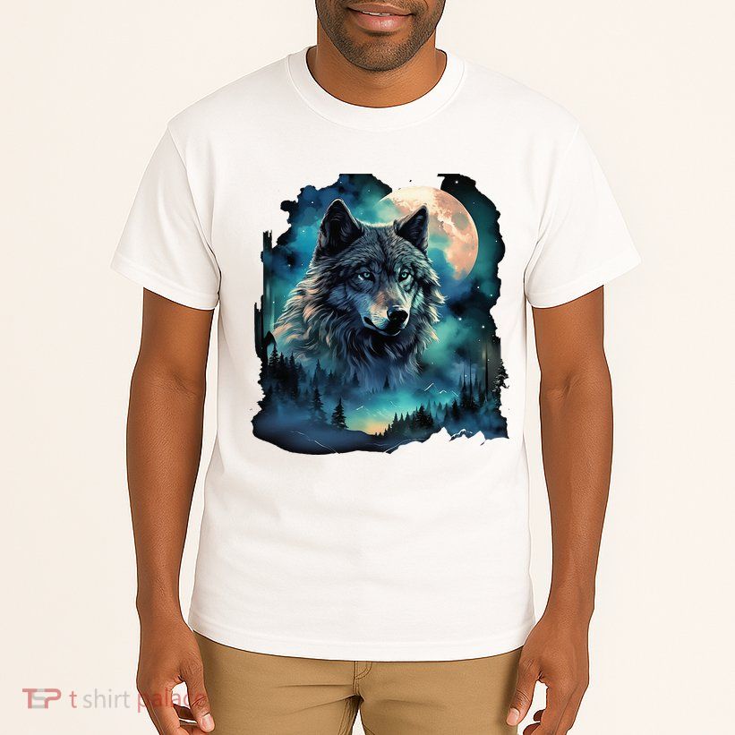 Grey Wolf Hunting Grounds Icy Moon Forest Galaxy Tall T-Shirt