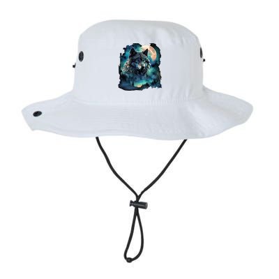 Grey Wolf Hunting Grounds Icy Moon Forest Galaxy Bucket Hat