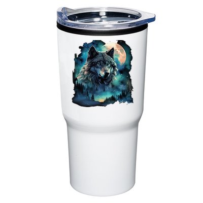 Grey Wolf Hunting Grounds Icy Moon Forest Galaxy Tumbler