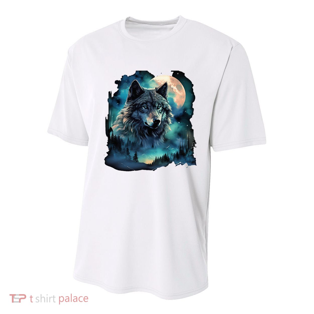 Grey Wolf Hunting Grounds Icy Moon Forest Galaxy Youth Performance Sprint T-Shirt