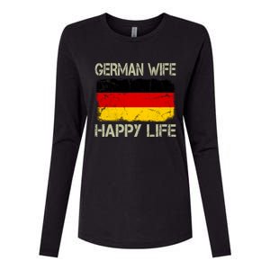 Ger Wife Happy Life Gery Flag Funny Husband Funny Gift Womens Cotton Relaxed Long Sleeve T-Shirt