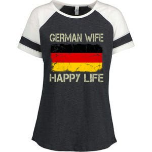 Ger Wife Happy Life Gery Flag Funny Husband Funny Gift Enza Ladies Jersey Colorblock Tee