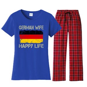 Ger Wife Happy Life Gery Flag Funny Husband Funny Gift Women's Flannel Pajama Set