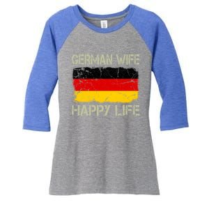 Ger Wife Happy Life Gery Flag Funny Husband Funny Gift Women's Tri-Blend 3/4-Sleeve Raglan Shirt