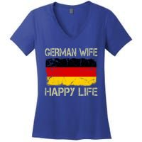 Ger Wife Happy Life Gery Flag Funny Husband Funny Gift Women's V-Neck T-Shirt