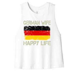 Ger Wife Happy Life Gery Flag Funny Husband Funny Gift Women's Racerback Cropped Tank