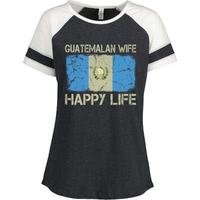 Guatemalan Wife Happy Life Guatemala Flag Funny Husband Gift Enza Ladies Jersey Colorblock Tee