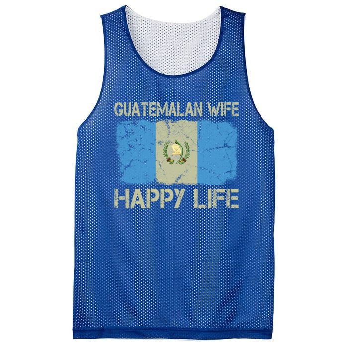 Guatemalan Wife Happy Life Guatemala Flag Funny Husband Gift Mesh Reversible Basketball Jersey Tank