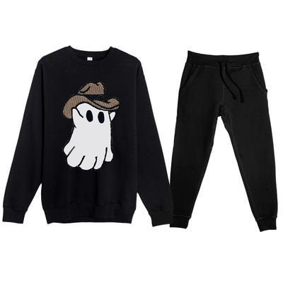 Ghost Western Halloween Ghost Cow Funny Cool Gift Premium Crewneck Sweatsuit Set