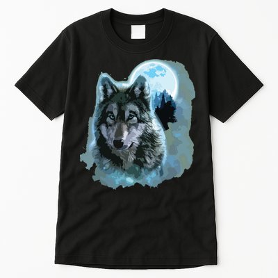 Grey Wolf Hunting Ground, Icy Moon, Forest, Galaxy Tall T-Shirt