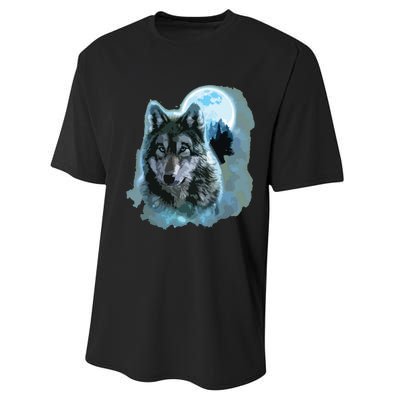 Grey Wolf Hunting Ground, Icy Moon, Forest, Galaxy Performance Sprint T-Shirt