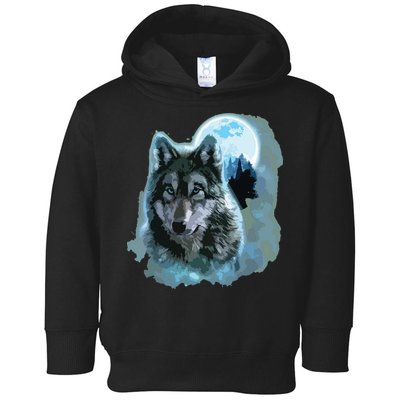 Grey Wolf Hunting Ground, Icy Moon, Forest, Galaxy Toddler Hoodie