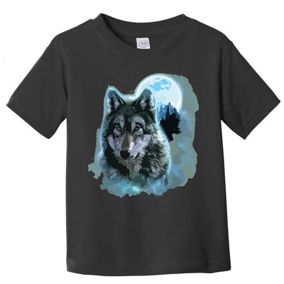Grey Wolf Hunting Ground, Icy Moon, Forest, Galaxy Toddler T-Shirt