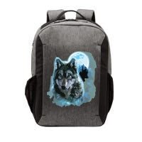 Grey Wolf Hunting Ground, Icy Moon, Forest, Galaxy Vector Backpack