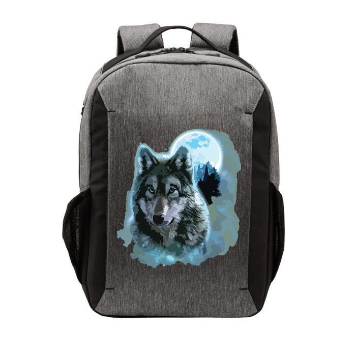 Grey Wolf Hunting Ground, Icy Moon, Forest, Galaxy Vector Backpack