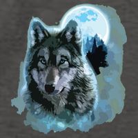 Grey Wolf Hunting Ground, Icy Moon, Forest, Galaxy Vector Backpack