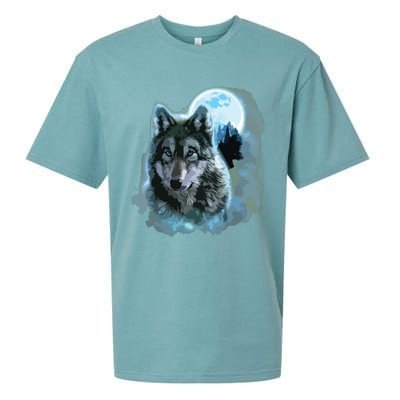 Grey Wolf Hunting Ground, Icy Moon, Forest, Galaxy Sueded Cloud Jersey T-Shirt