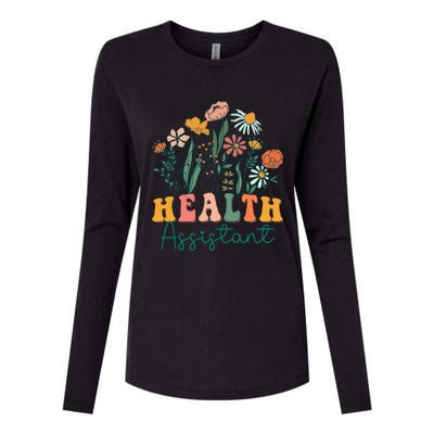 Groovy Wildflower Health Assistant Womens Cotton Relaxed Long Sleeve T-Shirt