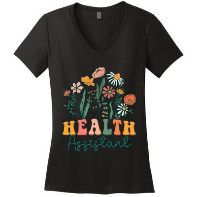 Groovy Wildflower Health Assistant Women's V-Neck T-Shirt