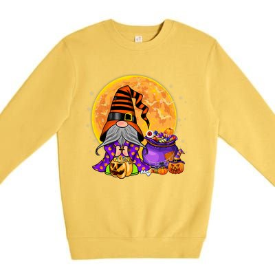 Gnome Witch Halloween Costume Pumpkin Autumn Fall Holiday Premium Crewneck Sweatshirt