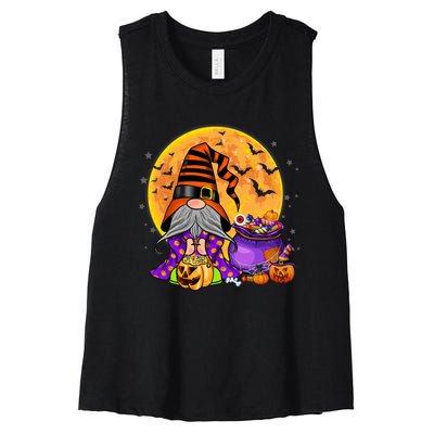 Gnome Witch Halloween Costume Pumpkin Autumn Fall Holiday Women's Racerback Cropped Tank