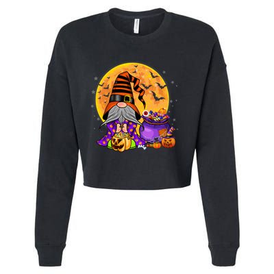 Gnome Witch Halloween Costume Pumpkin Autumn Fall Holiday Cropped Pullover Crew