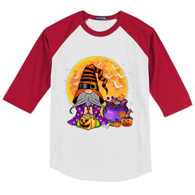 Gnome Witch Halloween Costume Pumpkin Autumn Fall Holiday Kids Colorblock Raglan Jersey