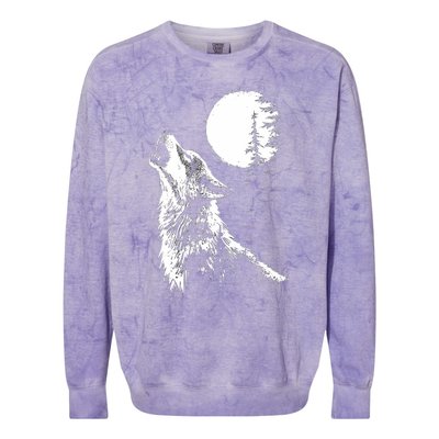 Graphic Wolf Howling Moon Forest Nature Wildlife Animal Colorblast Crewneck Sweatshirt