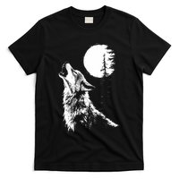 Graphic Wolf Howling Moon Forest Nature Wildlife Animal T-Shirt